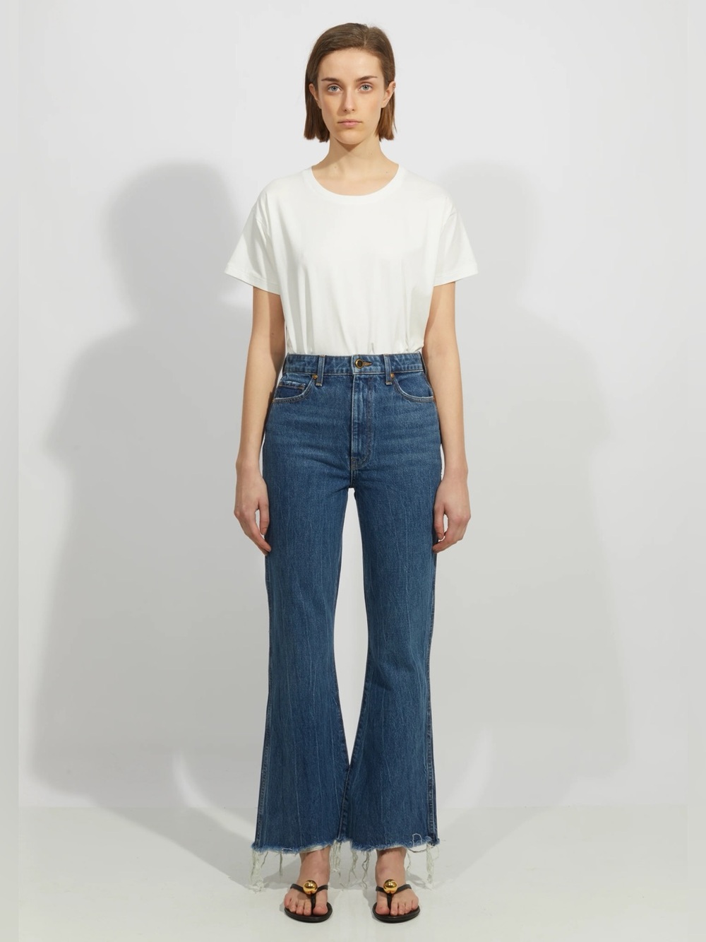 KHAITE Blue Gabbie High-Rise Flare Jeans